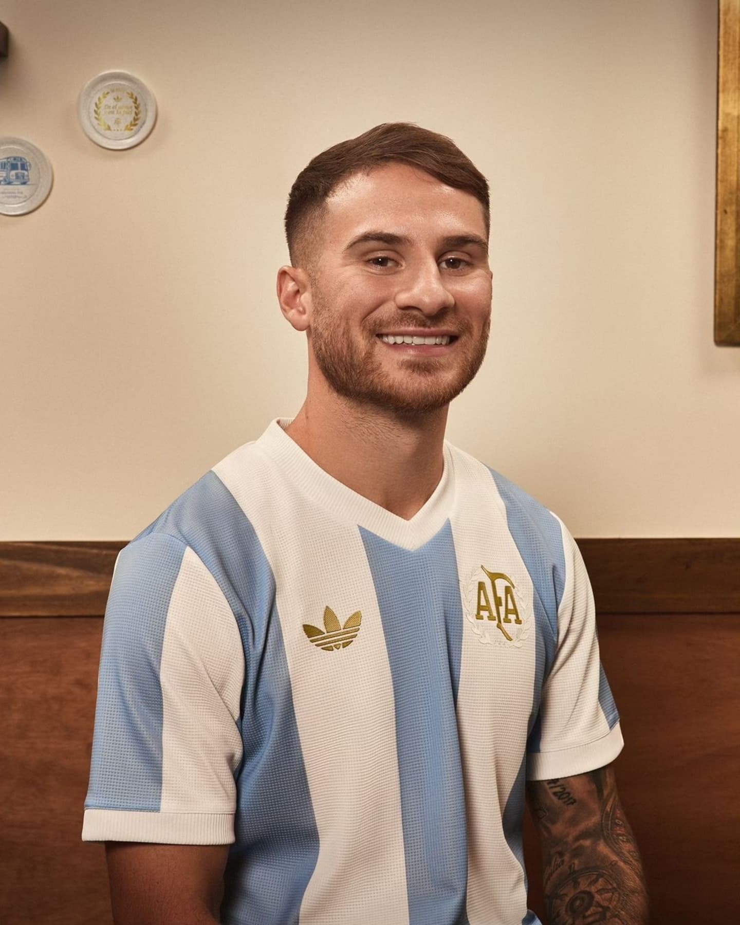 Liverpool star Mac Allister beam as take part in a photoshoot for a special Argentina shirt celebrating 50 years of partnership with Adidas